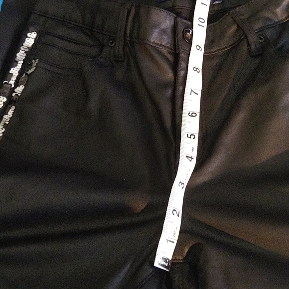 Tractor blu faux leather pants/ jeans size 28 w/ silver sequins at the sides - Picture 5 of 9